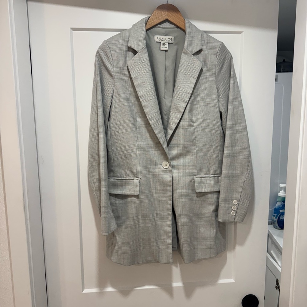 Rachel Zoe Light Gray Checkered Blazer